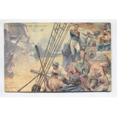 CENTENARIO 1810 - 1910 PATRIOTICA ANTIGUA TARJETA POSTAL COMBATE DE MONTEVIDEO